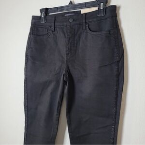 NYDJ Sheri Slim Tuck Jeans with Lurex Side Seam Tape in Storm Black Sz 10